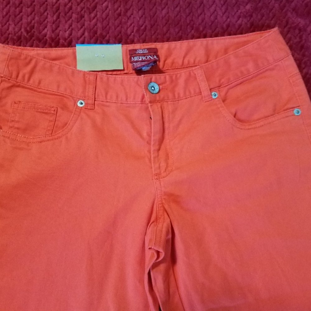 Merona Orange Stretch, FIT 3, Size 6, Capri Pants - Picture 2 of 5